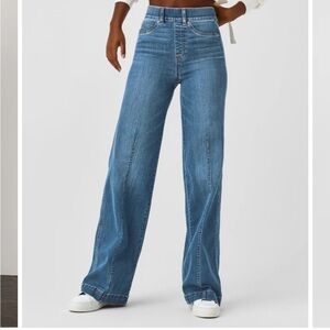 NWT Spanx seamed front wide leg jeans.  Size medium regular